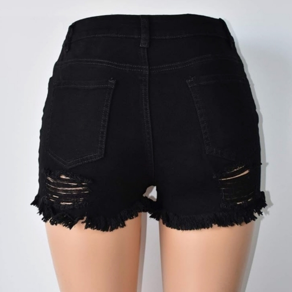 Ripped Black Shorts - Picture 3 of 12